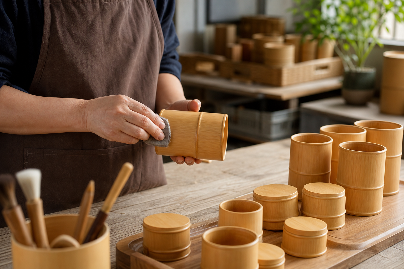 Bamboo canister polishing
